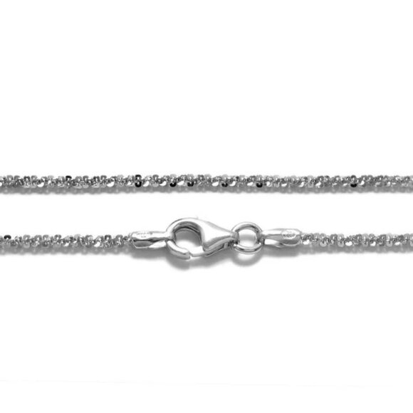 STERLING SILVER RHODIUM FINISH BUTTERFLY LINK NECKLACE IN 1.5MM (GAUGE 030). - Picture 4 of 5